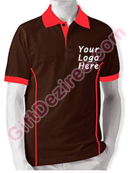 Designer Cocoa and Red Color Company Logo T Shirts